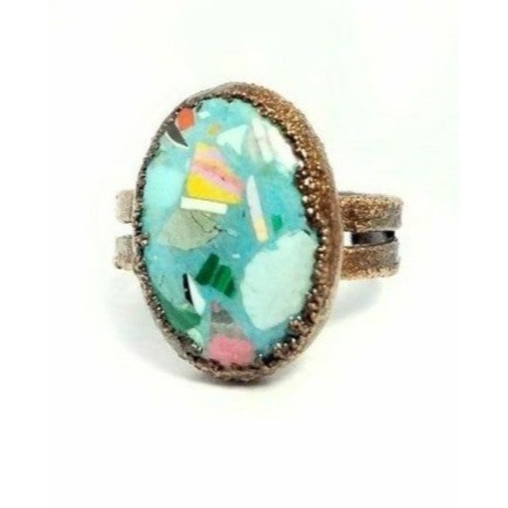 Turquoise and copper plated Handmade Ring